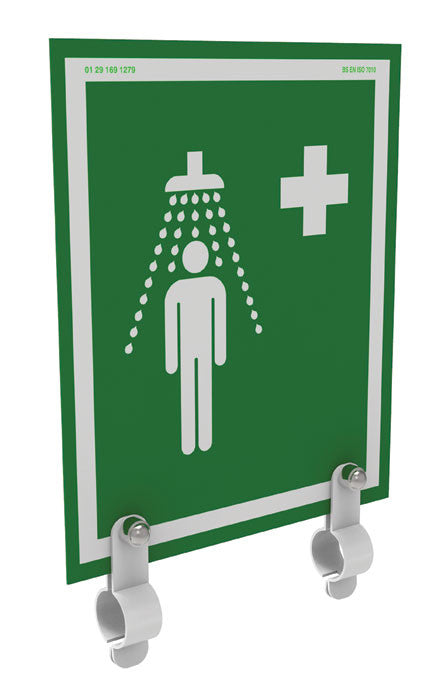 Emergency Shower Station Sign, Steel Brackets - manufacturer product image 1