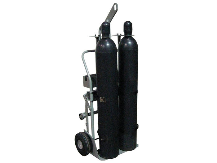Double Cylinder Hand Truck, 10.5in Pneumatic Wheels, Casters, Hoist Ring, Tool Tray - manufacturer product image 3
