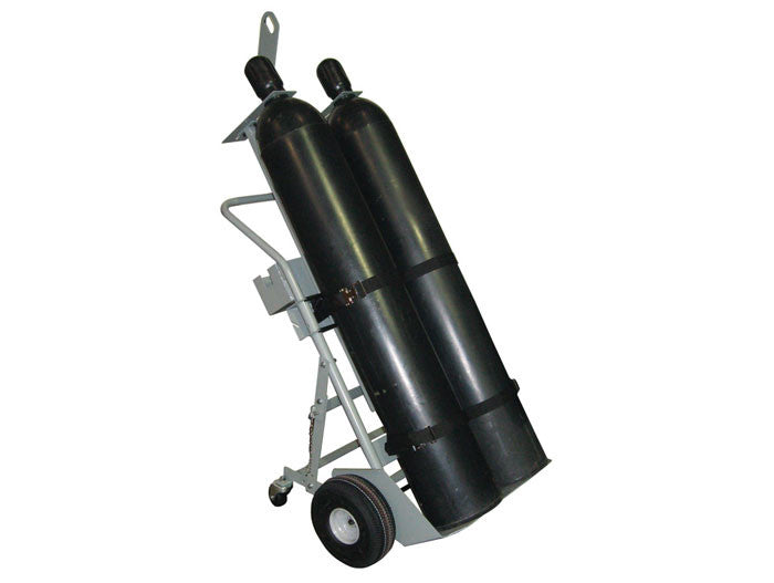 Double Cylinder Hand Truck, 10.5in Pneumatic Wheels, Casters, Hoist Ring, Tool Tray - manufacturer product image 1