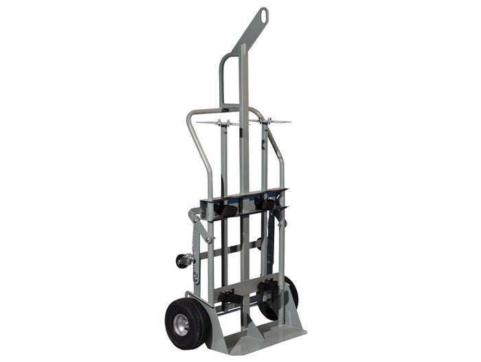 Double Cylinder Hand Truck, 10.5in Pneumatic Wheels, Rear Casters, Hoist Ring - manufacturer product image 1