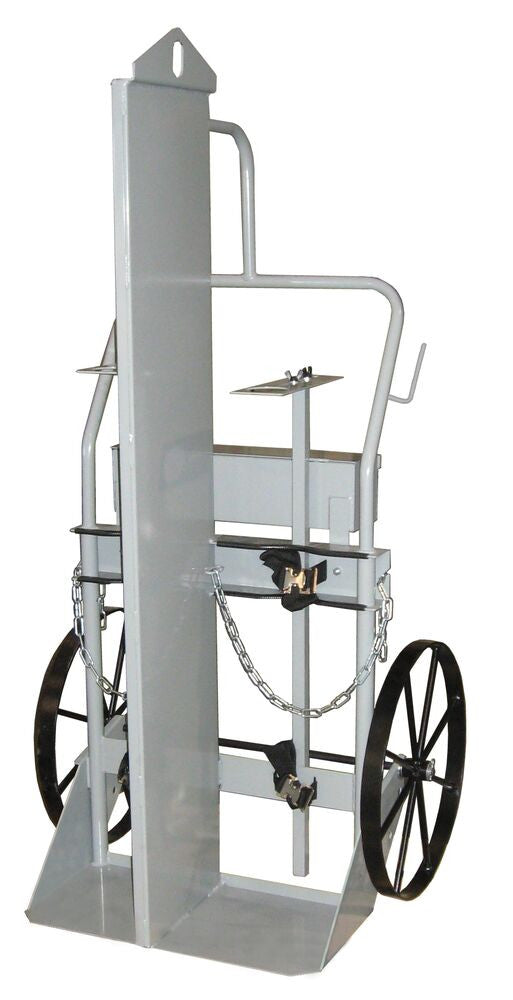 Double Cylinder Firewall Hand Truck, 20in Steel Wheels, Hoist Ring, Toolbox - manufacturer product image 1