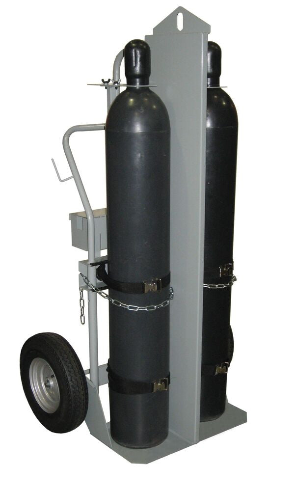 Double Cylinder Firewall Hand Truck, 16in Pneumatic Wheels, Hoist Ring, Toolbox - manufacturer product image 2