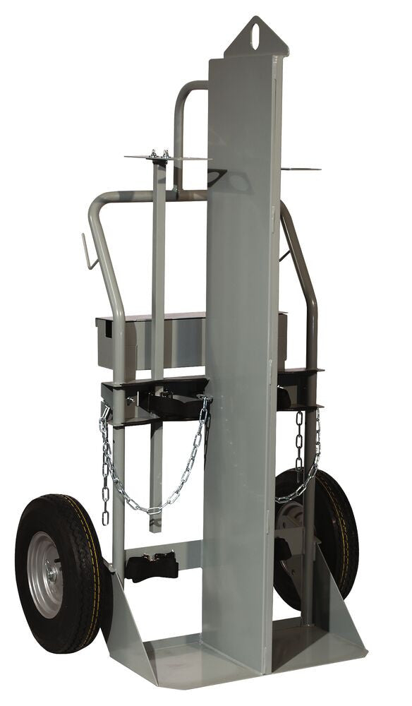Double Cylinder Firewall Hand Truck, 16in Pneumatic Wheels, Hoist Ring, Toolbox - manufacturer product image 1