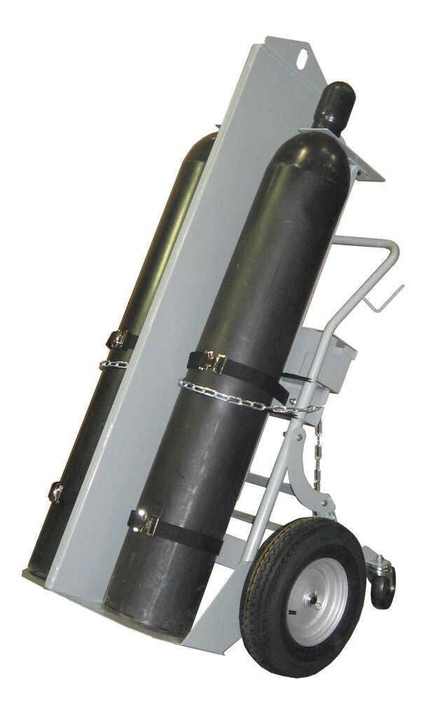 Double Cylinder Firewall Hand Truck, 16in Pneumatic Wheels, Casters, Hoist Ring, Toolbox - manufacturer product image 1