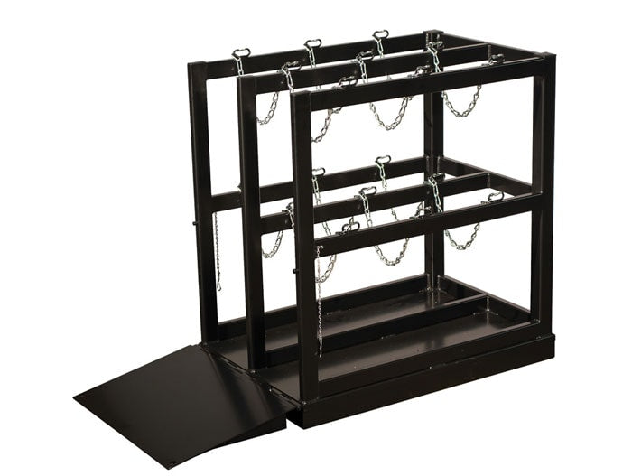 6-Gas Cylinder Forklift Pallet Barricade Rack, Ramp End Load - manufacturer product image 1
