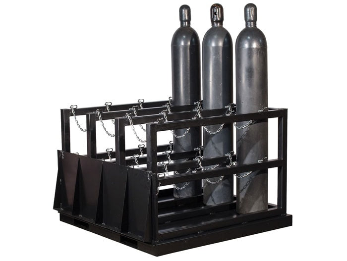 12-Gas Cylinder Forklift Pallet Barricade Rack, Ramp End Load - manufacturer product image 3