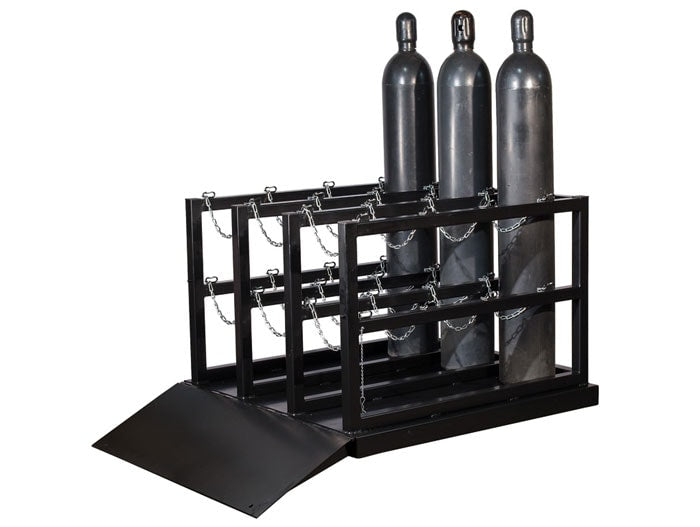 12-Gas Cylinder Forklift Pallet Barricade Rack, Ramp End Load - manufacturer product image 1