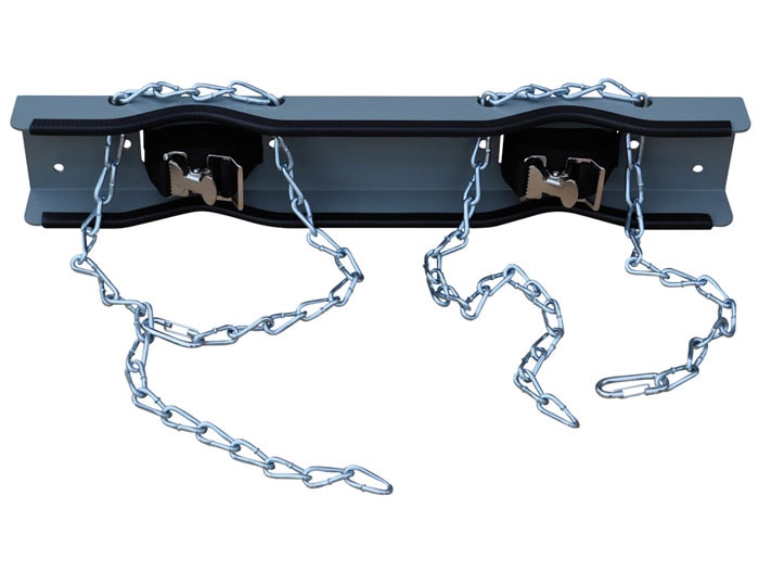 Wall Mount 2-Gas Cylinders Bracket w/ Steel Chains - manufacturer product image 2