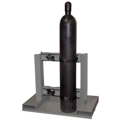 4-Gas Cylinder Forklift Pallet Low-Profile Back-to-Back Stand, steel - Gas Cylinder Storage
