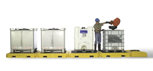 IBC Indoor Modular Spill Pallet, 4-Tote Model, Polyethylene, No Drain - Spill Containment