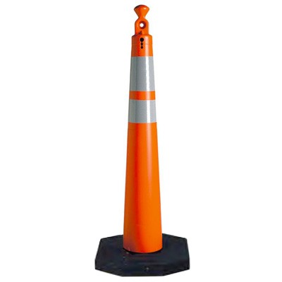 42" Traffic Delineator Cone w/30lb Base, polyethylene - Traffic Safety Supplies