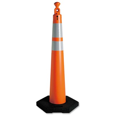 42" Traffic Delineator Cone w/16lb Base, polyethylene - Traffic Safety Supplies