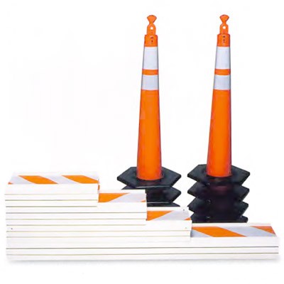42" Traffic Delineator Cone and Rails Truck Kit, rubber - Traffic Safety Supplies
