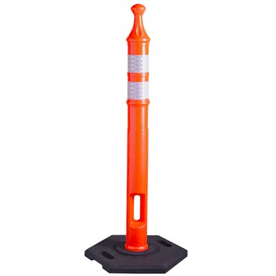 42" Grab Handle Traffic Delineator Tube w/8lb Base, polyethylene - Traffic Safety Supplies
