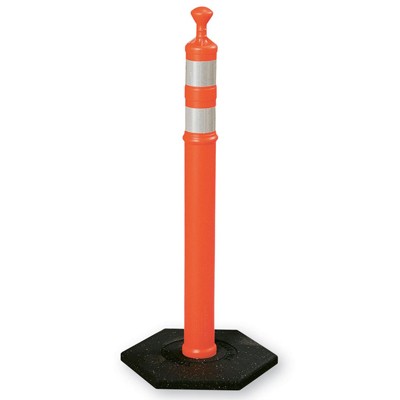 42" Traffic Delineator Tube w/12lb Base, polyethylene - Traffic Safety Supplies