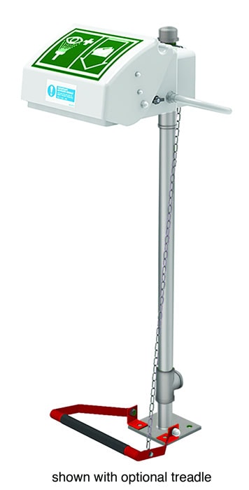 Pedestal Mount Eye Wash - Closed ABS Bowl, Galvanized Pipe - manufacturer product image 1