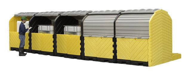 IBC Outdoor Modular Spill Pallet, 5-Tote Model, Polyethylene - Spill Containment