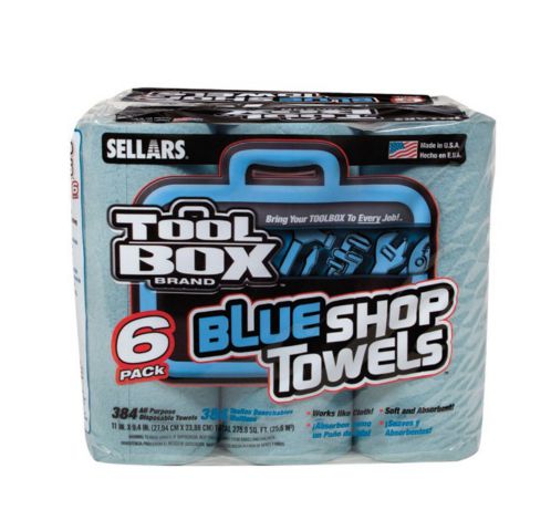 Blue Shop Towels Roll 6-Pack - Industrial Wipes & Rags