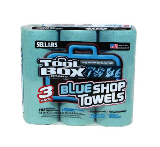 Blue Shop Towels Roll 3-Pack - Industrial Wipes & Rags