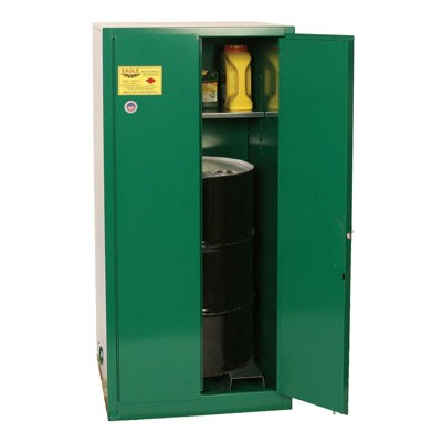 55-Gal Pesticide Green Safety Cabinet, 1-Drum Vertical, Manual Close - Safety Cabinets