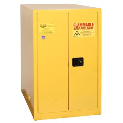 55-Gal Yellow Safety Cabinet, 1 Horizontal Drum, Manual Close - Safety Cabinets