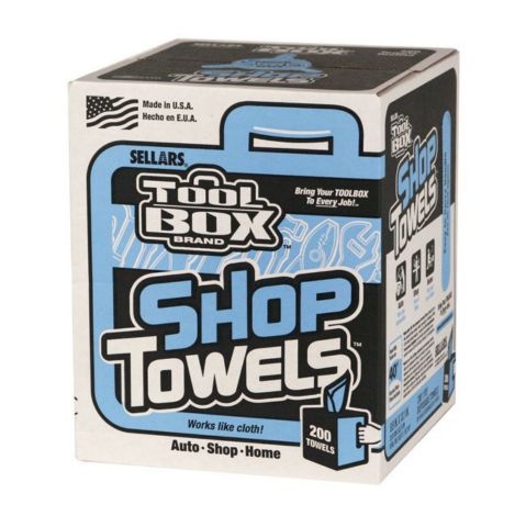 Blue Shop Towels 200ct Box Dispenser - Industrial Wipes & Rags