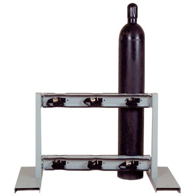 Floor Mount Back to Back 6-Gas Cylinder Stand, steel - Gas Cylinder Storage