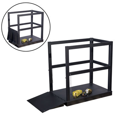 6-Gas Cylinder Forklift Pallet, Ramp End Load, steel - Gas Cylinder Storage