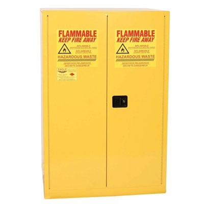 60-Gal Yellow Safety Cabinet, 2x 30 Gal Drums, Self-Closing - Safety Cabinets