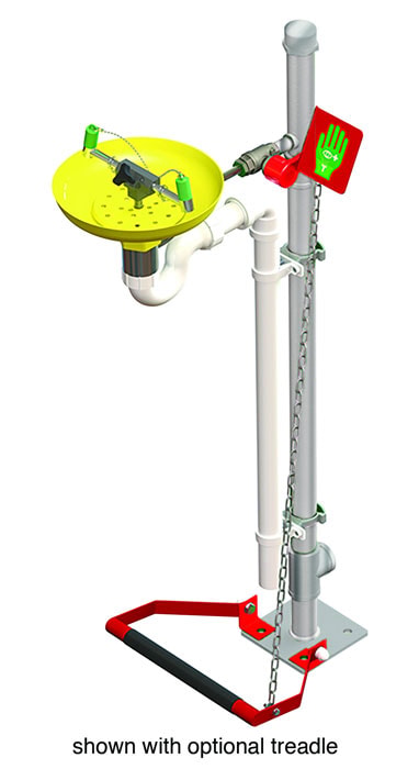 Pedestal Mount Eye Wash - Open ABS Bowl, Galvanized Pipe - manufacturer product image 1