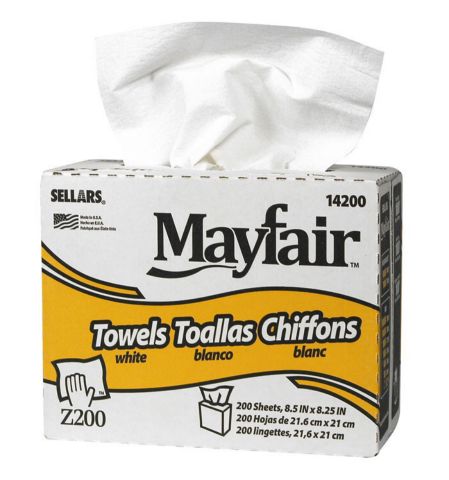 Interfold White Shop Towels Box, 1600 sheets/case - Industrial Wipes & Rags