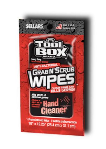 TOOLBOX&reg; Anti-Bacterial Single Pack Grab N' Scrub Wipes - Industrial Wipes & Rags