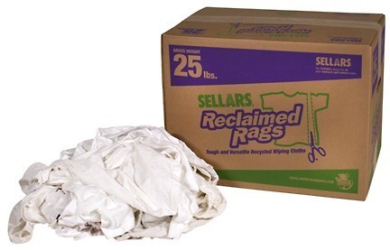 White Knit/T-Shirt Rags, 25lb-Box - Industrial Wipes & Rags