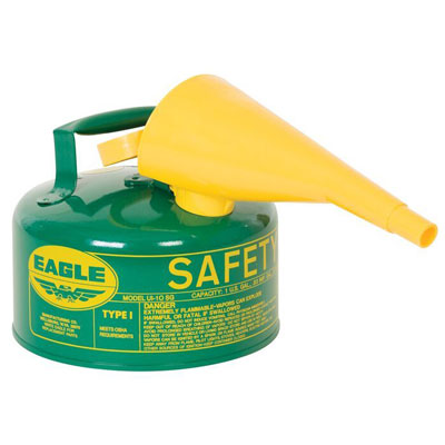 1-Gal Combustibles Safety Can WITH Funnel, Green - Safety Cans