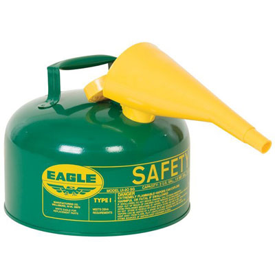 2-Gal Combustibles Safety Can WITH Funnel, Green - Safety Cans