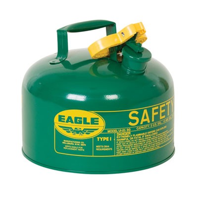 2.5­-Gal Combustibles Safety Can NO Funnel, Green - Safety Cans