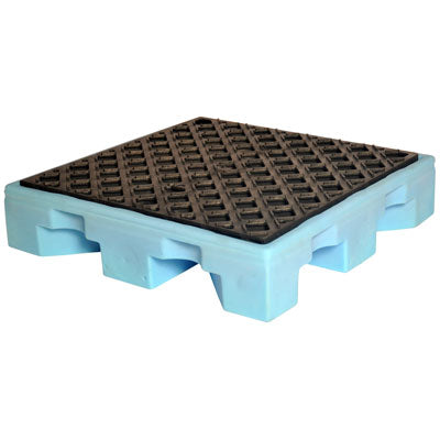 Single Drum Fluorinated Pallet, Light Blue, 11-Gal Capacity - Spill Containment Pallets