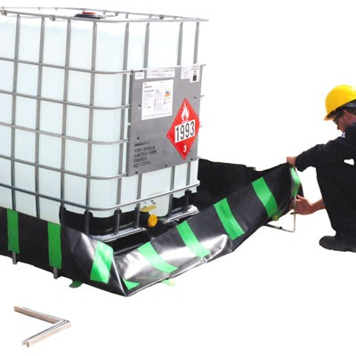 Aluminum Bracket Containment Berm 12x40', black, 3590 gallon capacity - Spill Containment Berms