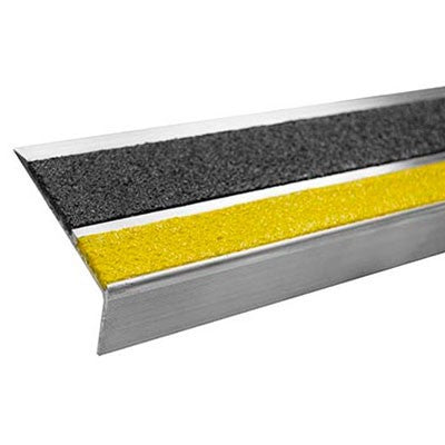 11 inch x 48 inch Aluminum Stair Treads/Nosing-Double Cavity, yellow - Safety Products