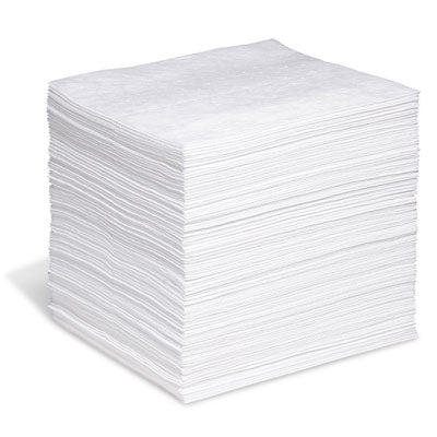 Oil Absorbent Pads, Light Weight, 200/Case, polypropylene, 35 gallon capacity - Absorbent Pads & Rolls