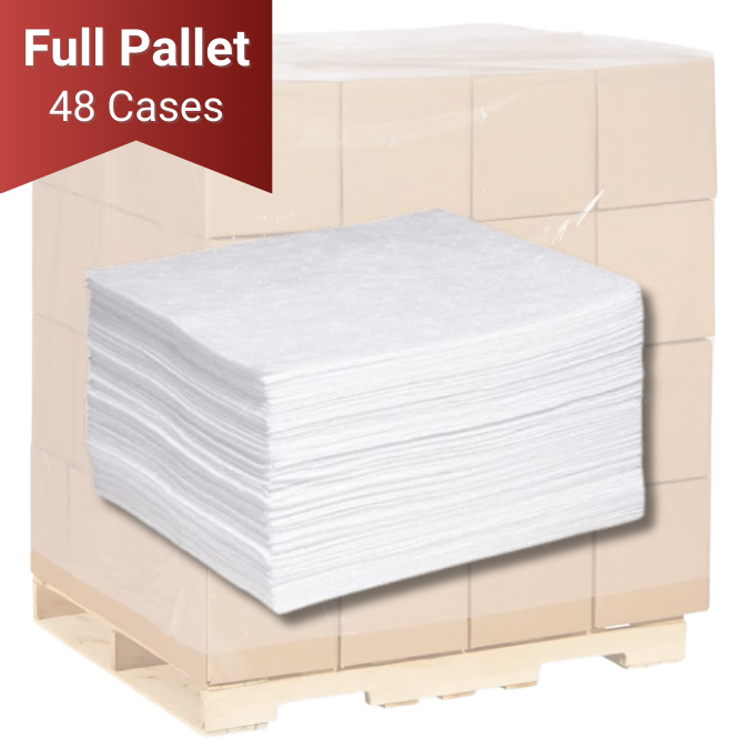 Oil Absorbent Pads, Medium Weight, Pallet, polypropylene, 20 gallon capacity - Absorbent Pads & Rolls