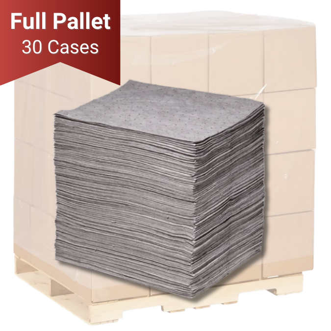 Universal Absorbent Pads, Light Weight, Pallet, polypropylene, 35 gallon capacity - Absorbent Pads & Rolls