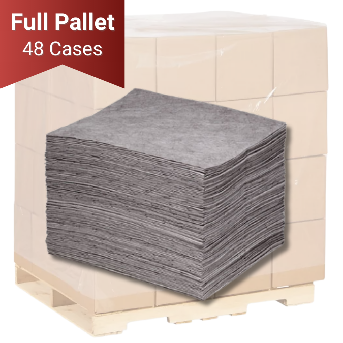 Universal Absorbent Pads, Medium Weight, Pallet, polypropylene, 20 gallon capacity - Absorbent Pads & Rolls