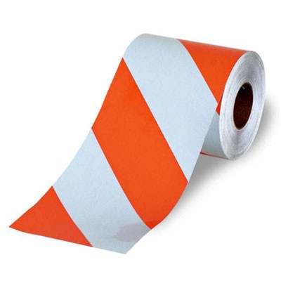 Right Stripe Reflective Barricade Tape 12"x100 Yard Roll - Traffic Safety Supplies