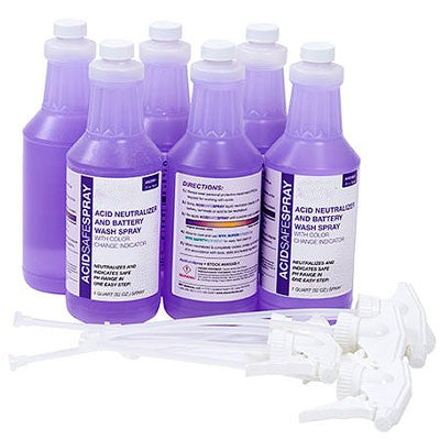 Battery Acid Neutralizer Liquid 6 x 32-Oz Plastic Spray Bottles