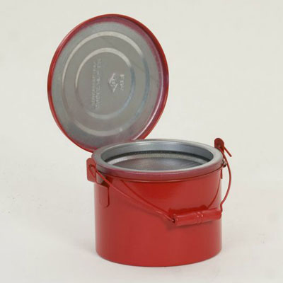 4-Quart Bench Can. Outside 8" Wide x 6-1/2" Deep, red, galvanized - Safety Cans