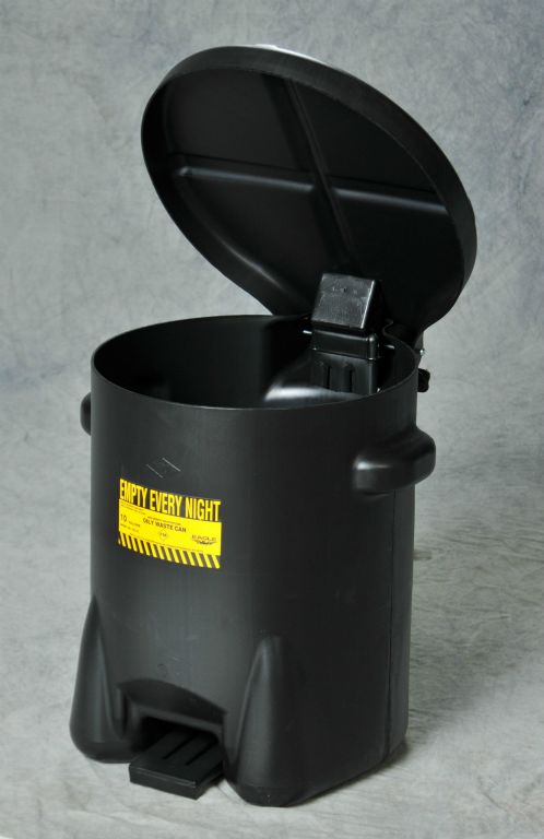 6-Gallon Oily Waste Can, Black with foot lever - Hazardous Waste Containers