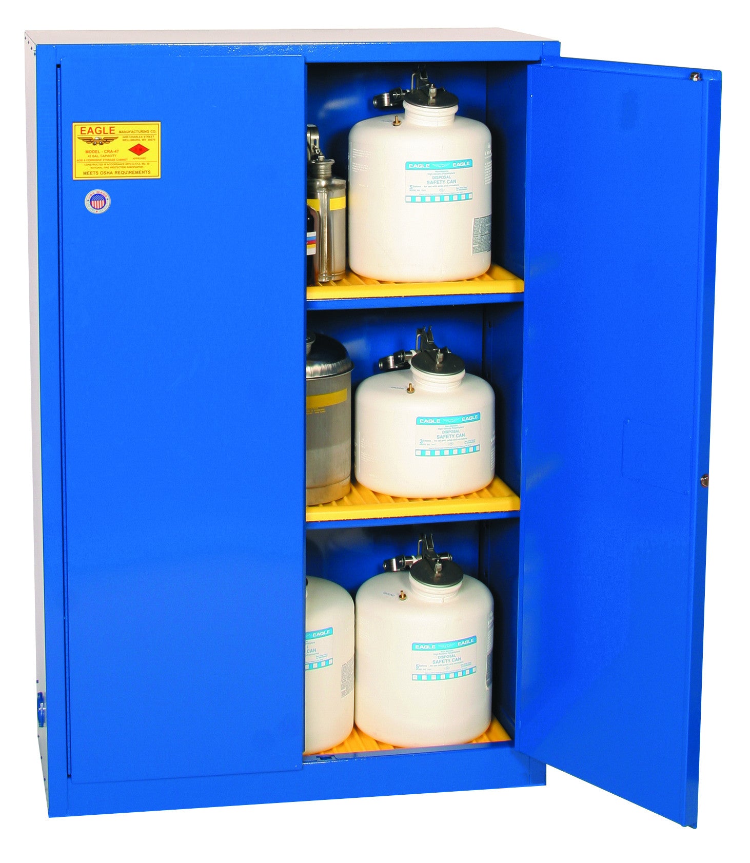 45 Gal Acid/Corrosive Blue Metal Safety Cabinet, Manual Close - manufacturer product image 2