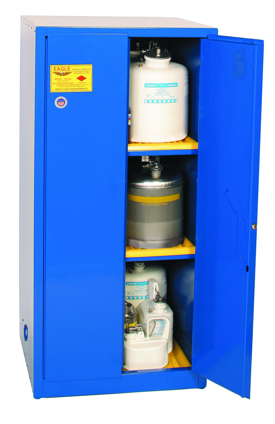 60-Gal Acid/Corrosive Blue Metal Safety Cabinet, Manual Close - manufacturer product image 2