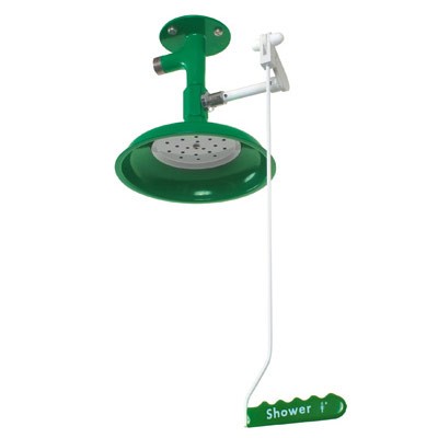 Ceiling Mount Drench Shower - Power-Coated Stainless Steel, 20 gal capacity - Emergency Showers & Eyewash
